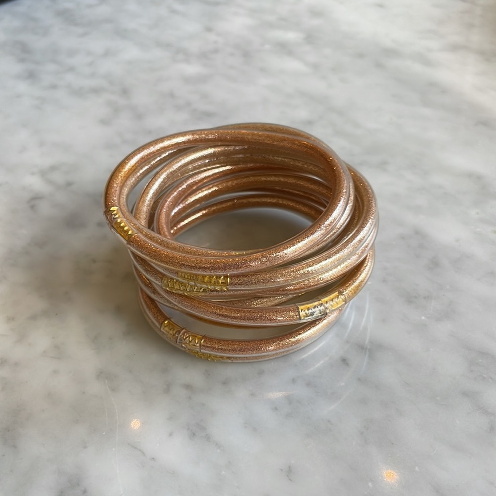 Gold-Tone Metallic Coil Bracelet Stack